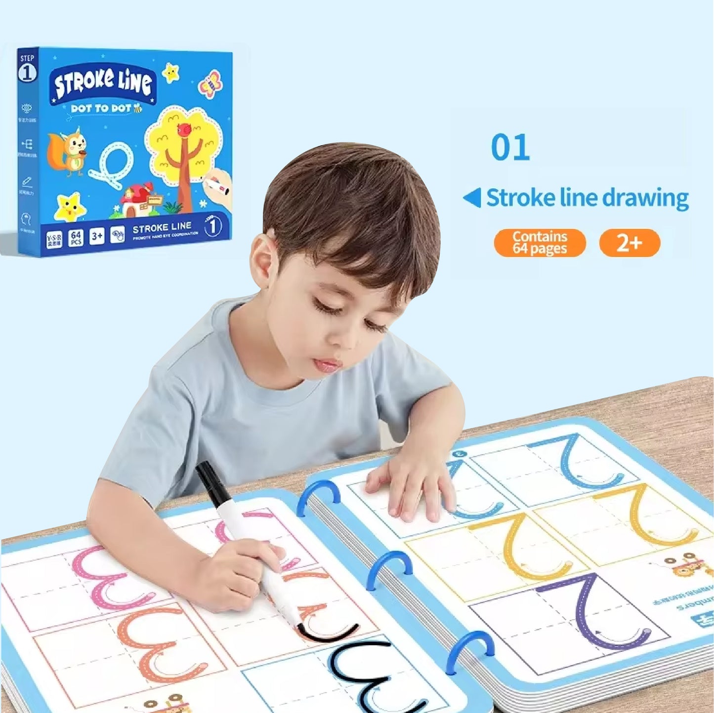 Stroke Line™ - Libro de Trazos Mágicos Montessori